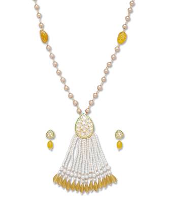Golden  Brass Necklace Set with Earrings 3