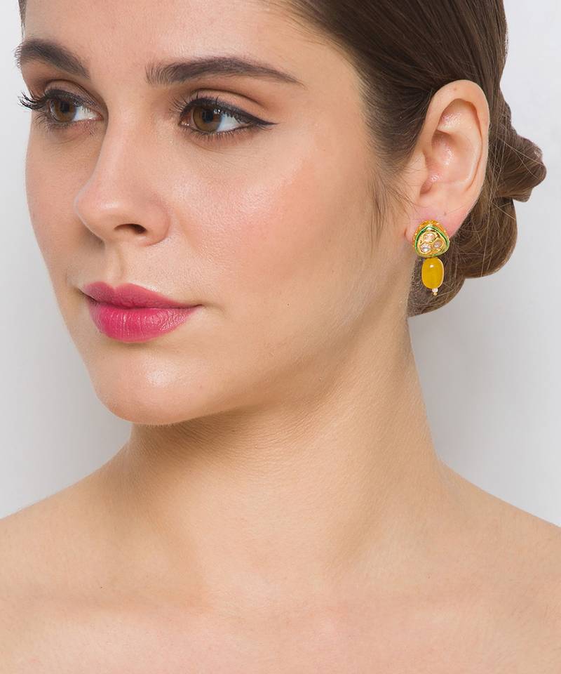 Golden  Brass Necklace Set with Earrings