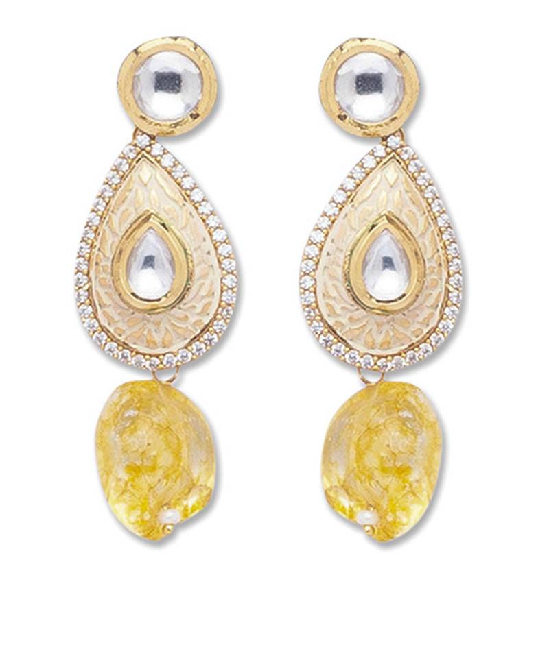 Golden  Brass Necklace Set with Earrings