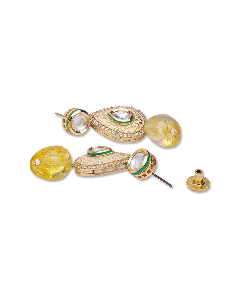 Golden  Brass Necklace Set with Earrings