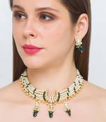 Golden  Brass Necklace Set with Earrings
