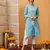 Hand Crafted Blue Cotton Lucknowi Chikankari Straight Indian Women Kurta