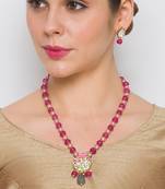 Golden  Brass Necklace Set with Earrings