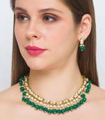Golden  Brass Necklace Set with Earrings