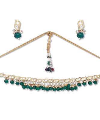 Golden  Brass Necklace Set with Earrings 3