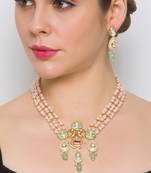 Golden  Brass Necklace Set with Earrings