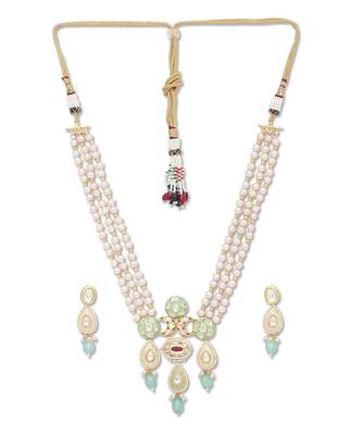 Golden  Brass Necklace Set with Earrings 2