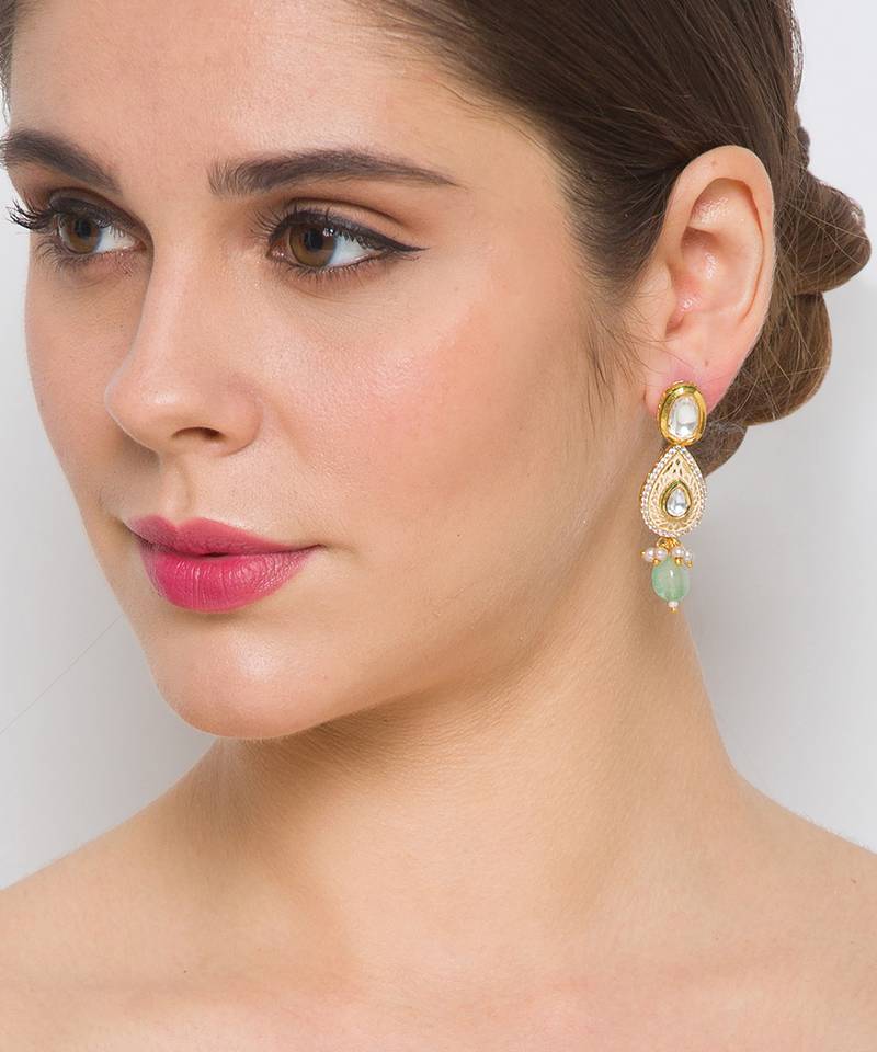 Golden  Brass Necklace Set with Earrings