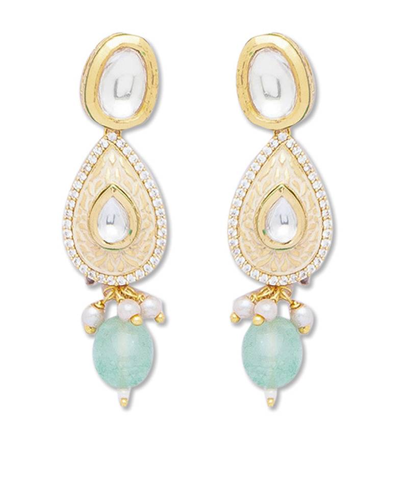 Golden  Brass Necklace Set with Earrings