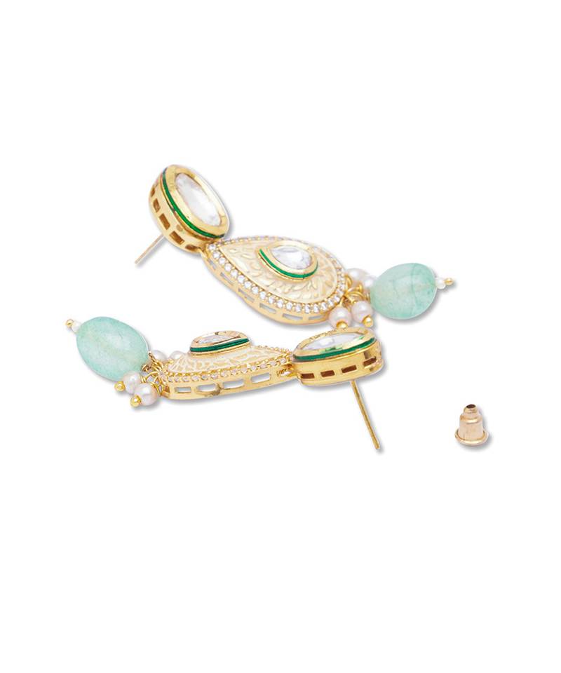 Golden  Brass Necklace Set with Earrings