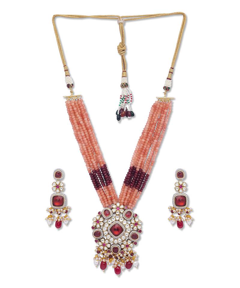 Golden  Brass Necklace Set with Earrings