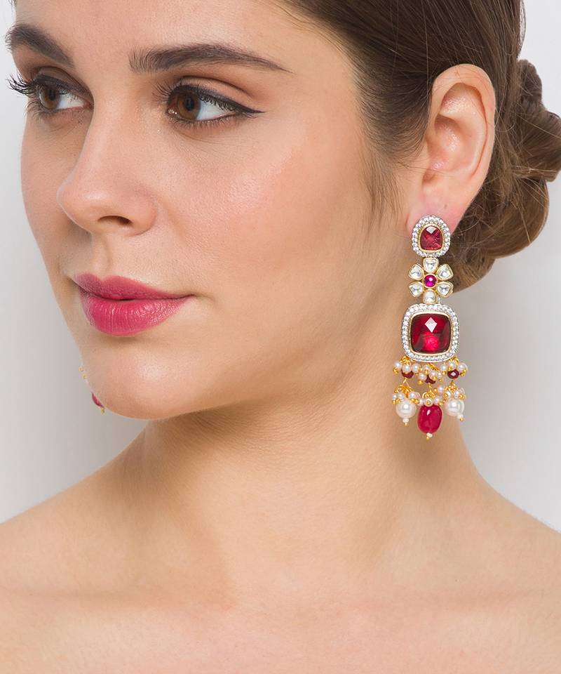 Golden  Brass Necklace Set with Earrings