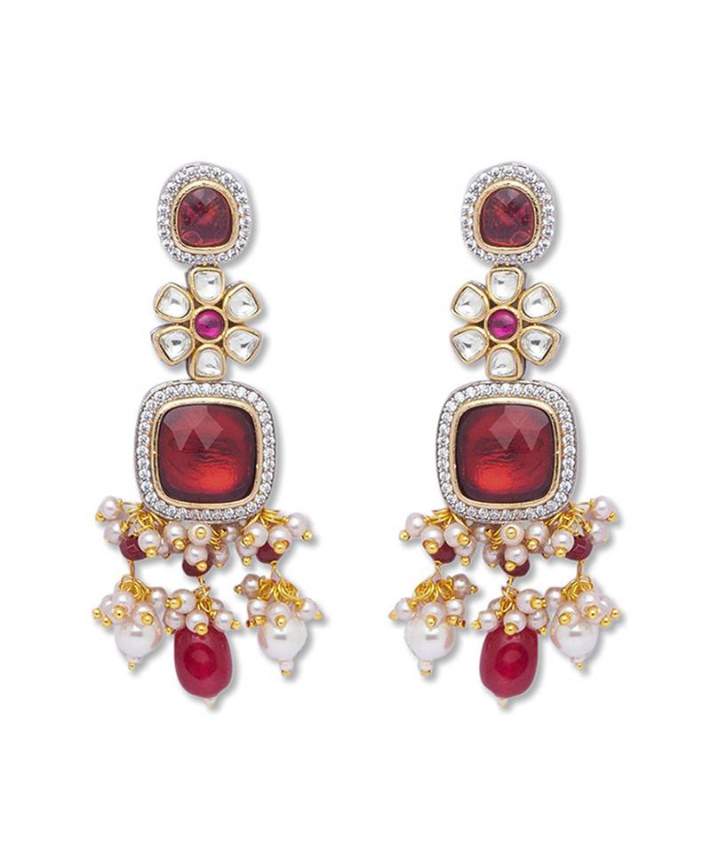 Golden  Brass Necklace Set with Earrings