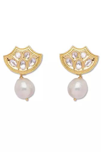 Golden white brass Earrings
