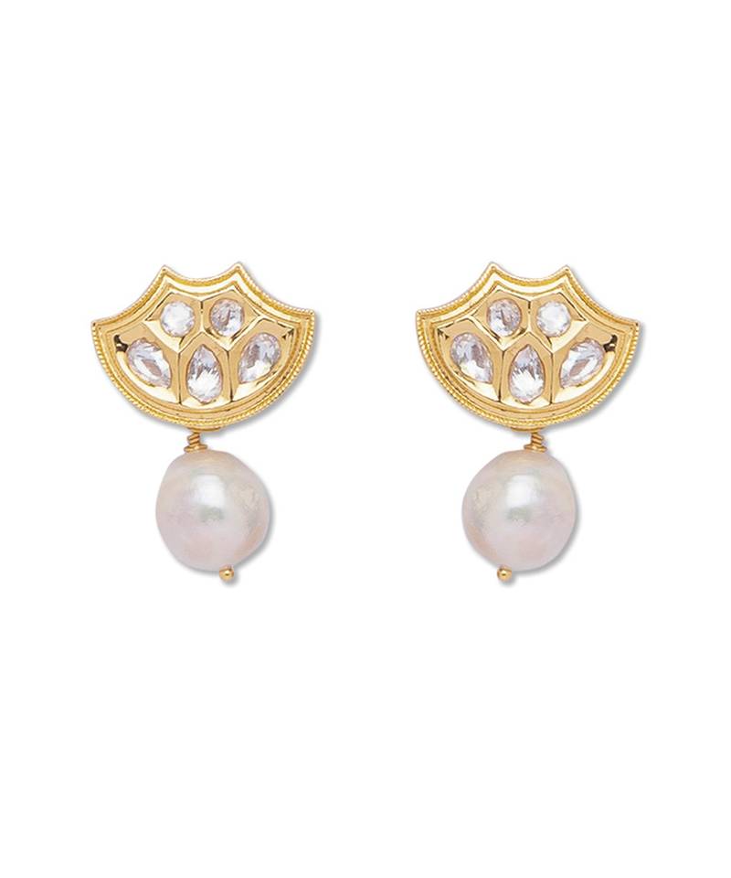 Golden white brass Earrings