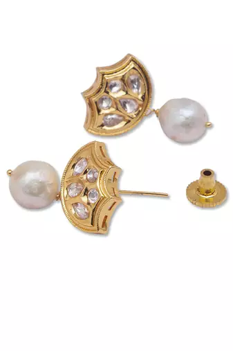 Golden white brass Earrings