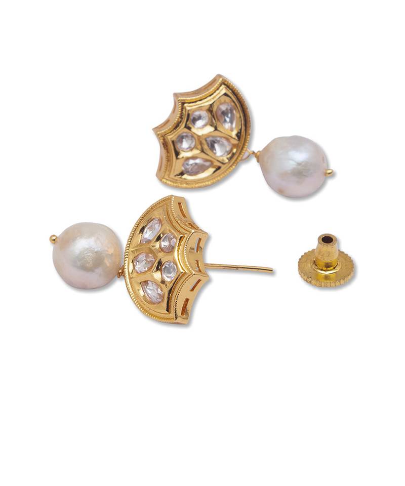 Golden white brass Earrings