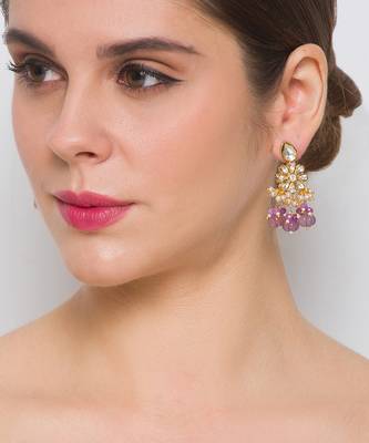 Golden pink brass Earrings 1
