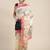 Cream printed linen saree with blouse