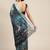 Blue printed linen saree with blouse