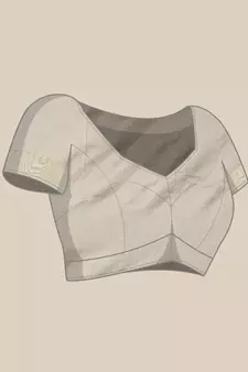 Cream plain raw silk saree with blouse