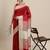 Red plain raw silk saree with blouse