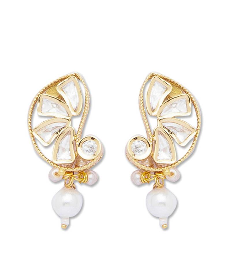 Golden white brass Earrings