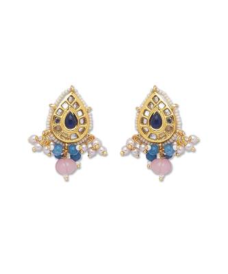 Golden blue brass Earrings 2