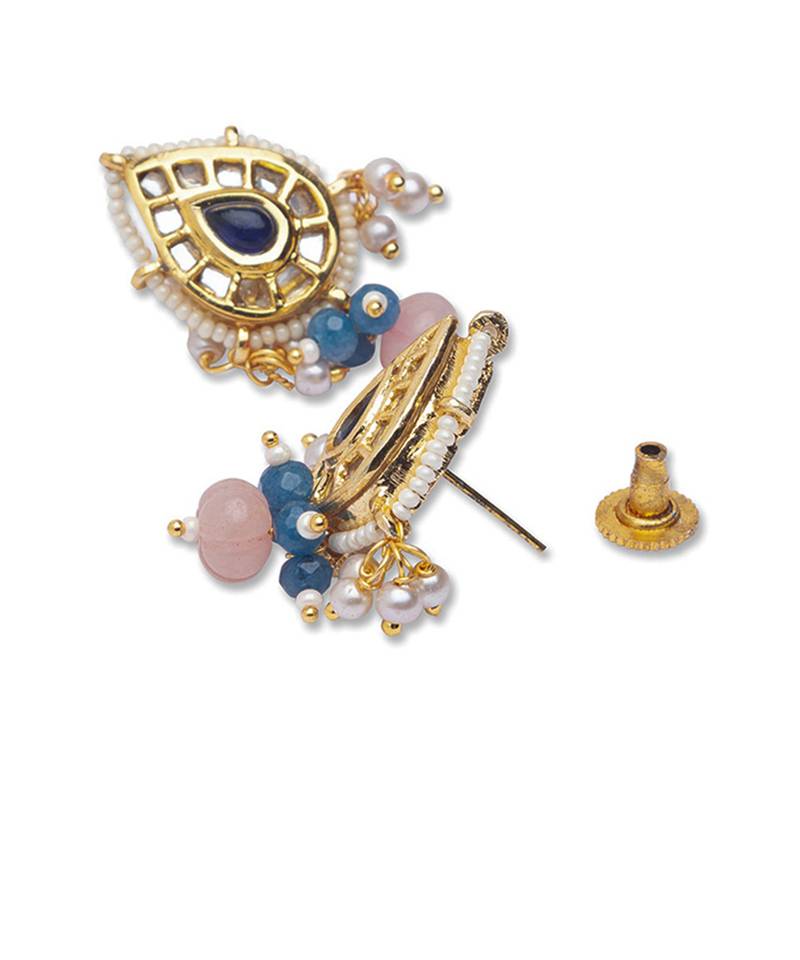 Golden blue brass Earrings