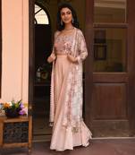 Embroidered Top And Sharara Set With Printed Shrug Set