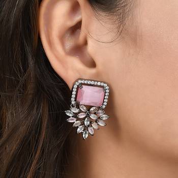 Pink zircon   earrings 1