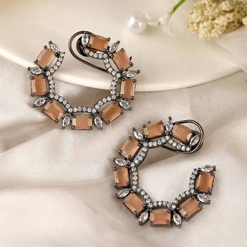 Orange zircon   earrings 2