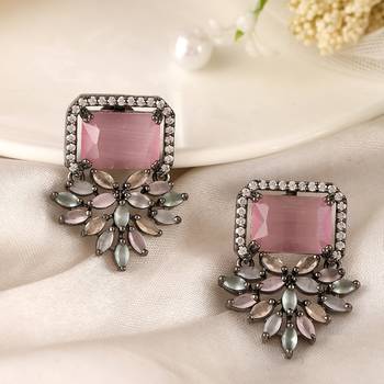Pink zircon   earrings 2