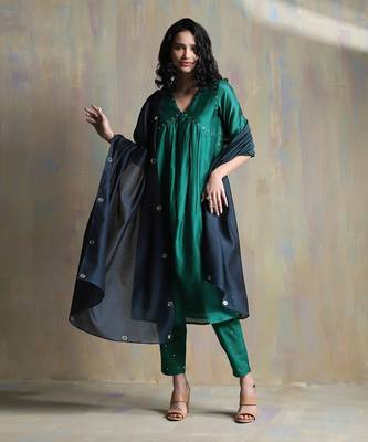 Emerald Green And Teal Blue Kurta Sets 1