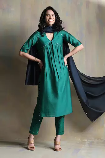 Emerald Green And Teal Blue Kurta Sets