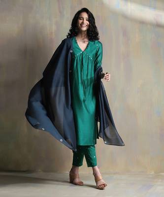 Emerald Green And Teal Blue Kurta Sets 5