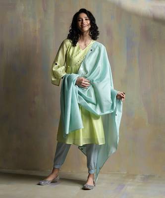 Lime Yellow, Cool Blue And Aqua Green Kurta Sets 1