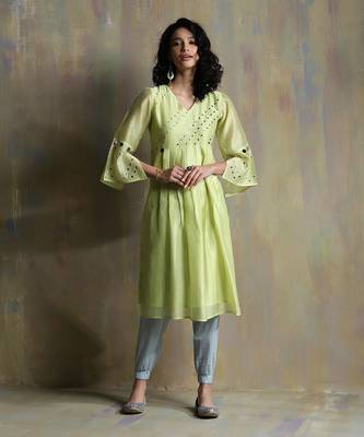 Lime Yellow, Cool Blue And Aqua Green Kurta Sets 3