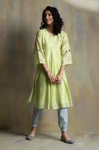 Lime Yellow, Cool Blue And Aqua Green Kurta Sets