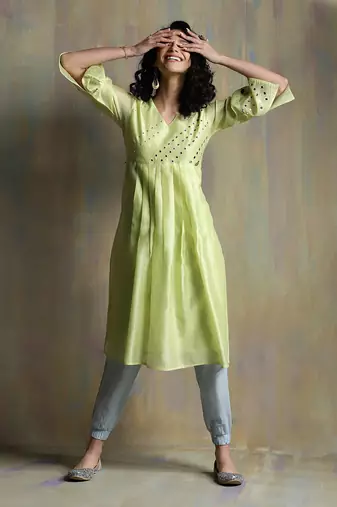 Lime Yellow, Cool Blue And Aqua Green Kurta Sets
