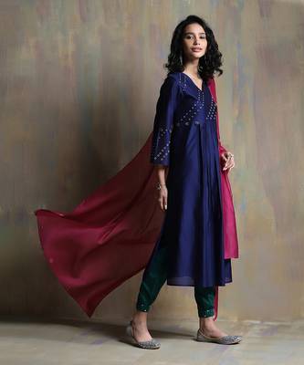 Sapphire Blue, Emerald Green And Bright Pink Kurta Sets 5