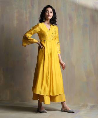 Sunflower Yellow ,White Kurta Sets 3