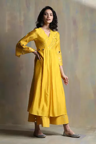 Sunflower Yellow ,White Kurta Sets