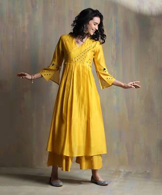 Sunflower Yellow ,White Kurta Sets 4