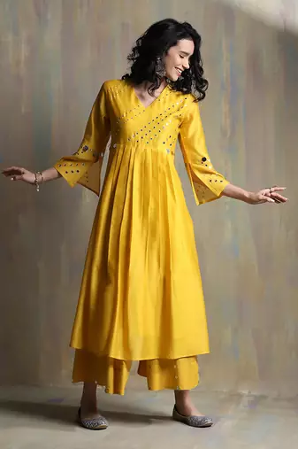 Sunflower Yellow ,White Kurta Sets