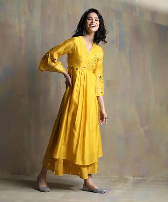 Sunflower Yellow ,White Kurta Sets 5