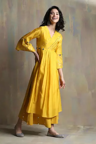 Sunflower Yellow ,White Kurta Sets