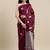 Wine woven banarasi silk saree with blouse