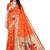 Orange woven banarasi silk saree with blouse