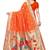 Orange woven banarasi silk saree with blouse